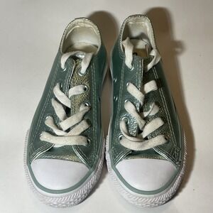 Converse All Star Glitter Turquoise Green Sneakers Shoes Youth Sz 12